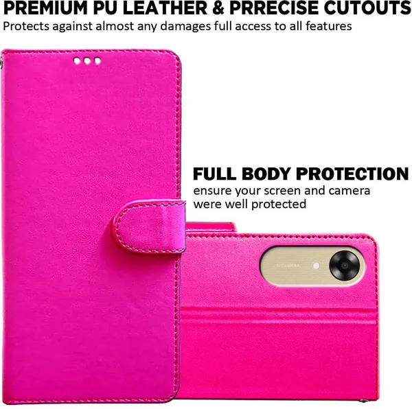 Pink_Artificial_Leather_Oppo_A17K_Back_Cover