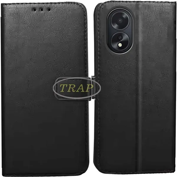 Black_Artificial_Leather_Oppo_A18_Back_Cover