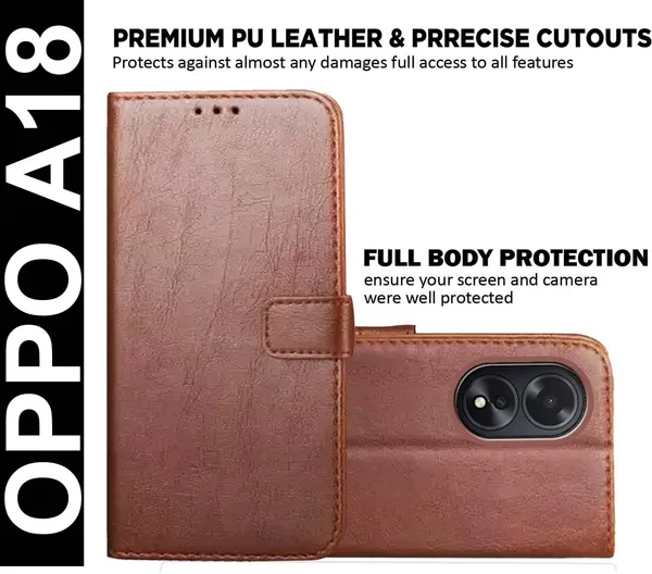 Brown_Artificial_Leather_Oppo_A18_Back_Cover