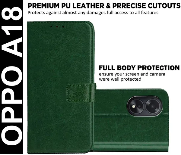 Green_Artificial_Leather_Oppo_A18_Back_Cover