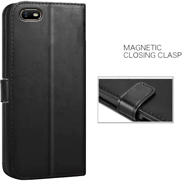 Black_Artificial_Leather_Oppo_A1K_Flip_Cover