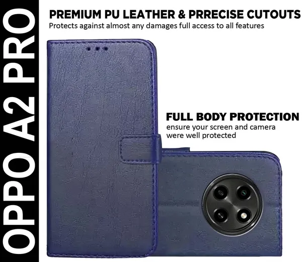 Blue_Artificial_Leather_Oppo_A2_Pro_Back_Cover