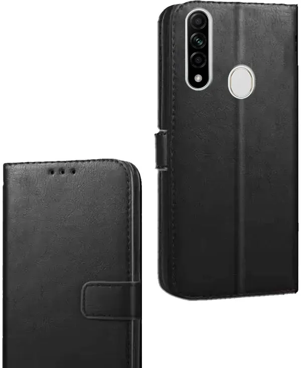 Black_Artificial_Leather_Oppo_A31_(2020)_Flip_Cover