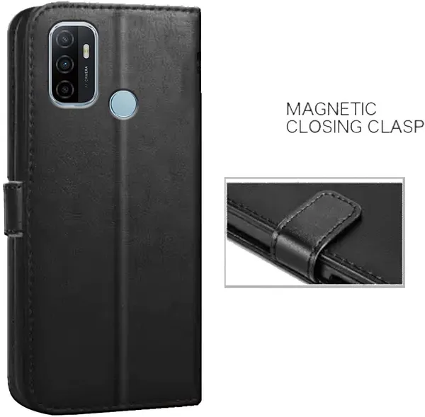 Black_Artificial_Leather_Oppo_A33_Flip_Cover