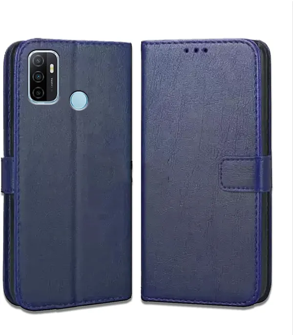 Blue_Leather_Oppo_A33_Flip_Cover