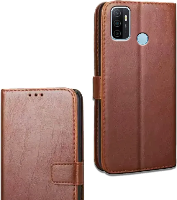 Brown_Leather_Oppo_A33_Flip_Cover