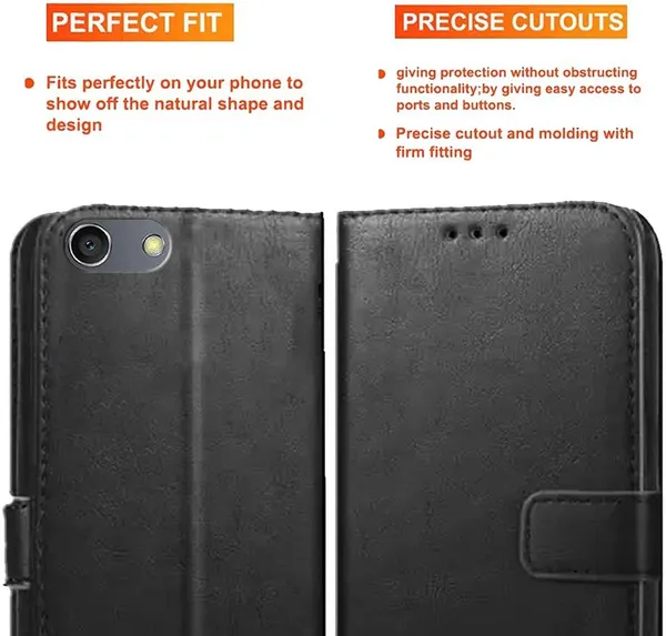 Black_Artificial_Leather_Oppo_A33F_Back_Cover