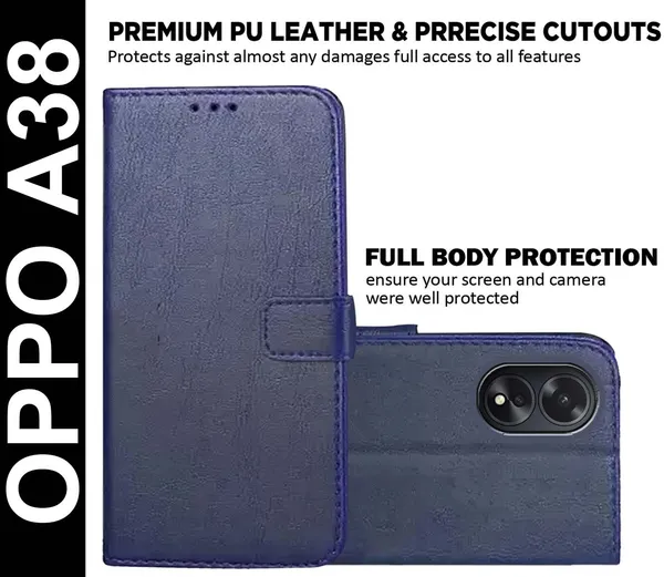 Blue_Artificial_Leather_Oppo_A38_Back_Cover