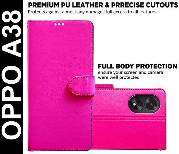 Pink_Artificial_Leather_Oppo_A38_Back_Cover