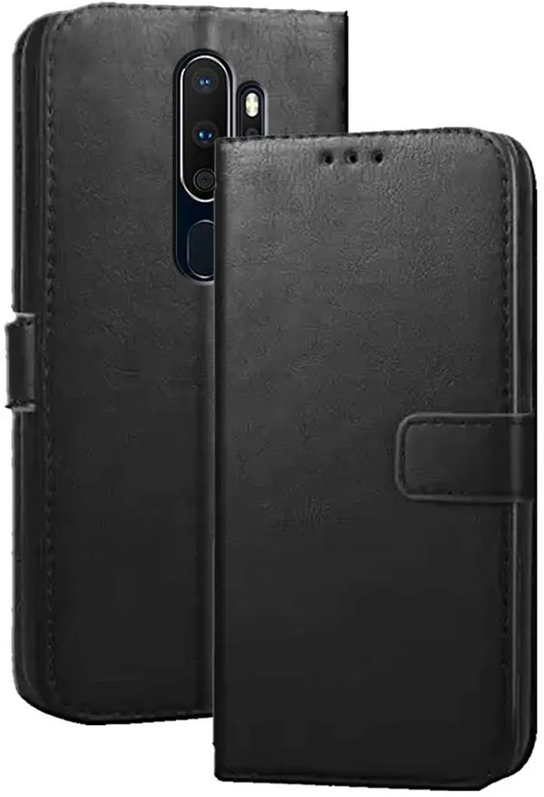 Black_Artificial_Leather_Oppo_A5_(2020)_Flip_Cover