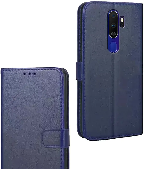Blue_Artificial_Leather_Oppo_A5_(2020)_Flip_Cover
