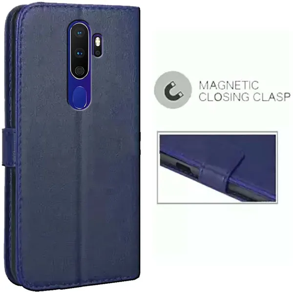 Blue_Artificial_Leather_Oppo_A5_(2020)_Flip_Cover
