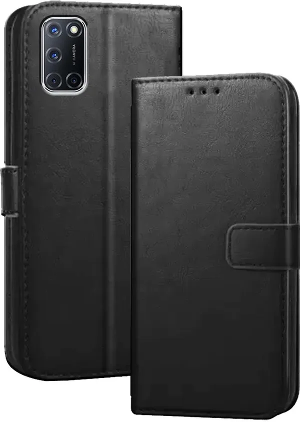 Black_Artificial_Leather_Oppo_A52_Flip_Cover