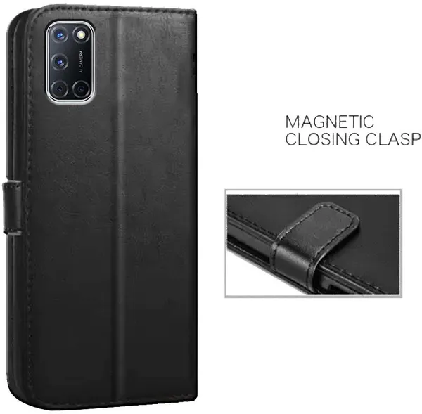 Black_Artificial_Leather_Oppo_A52_Flip_Cover