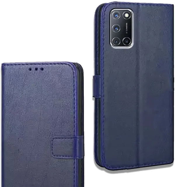 Blue_Leather_Oppo_A52_Flip_Cover