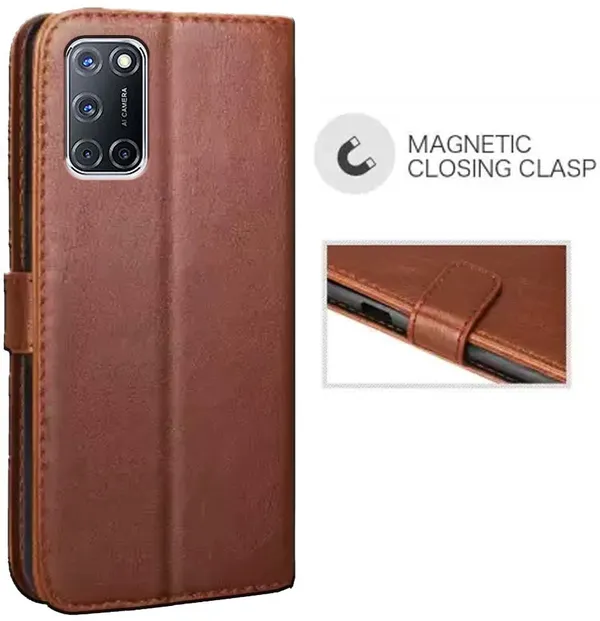 Brown_Leather_Oppo_A52_Flip_Cover