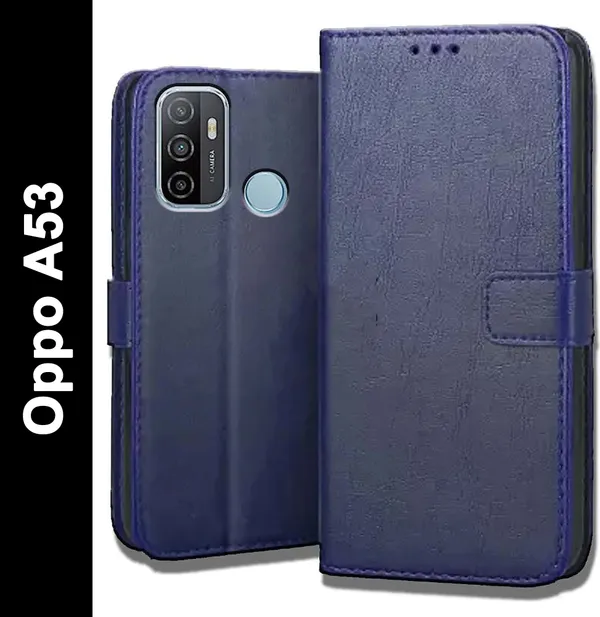 Blue_Leather_Oppo_A53_Flip_Cover
