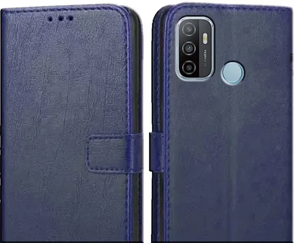 Blue_Leather_Oppo_A53_Flip_Cover