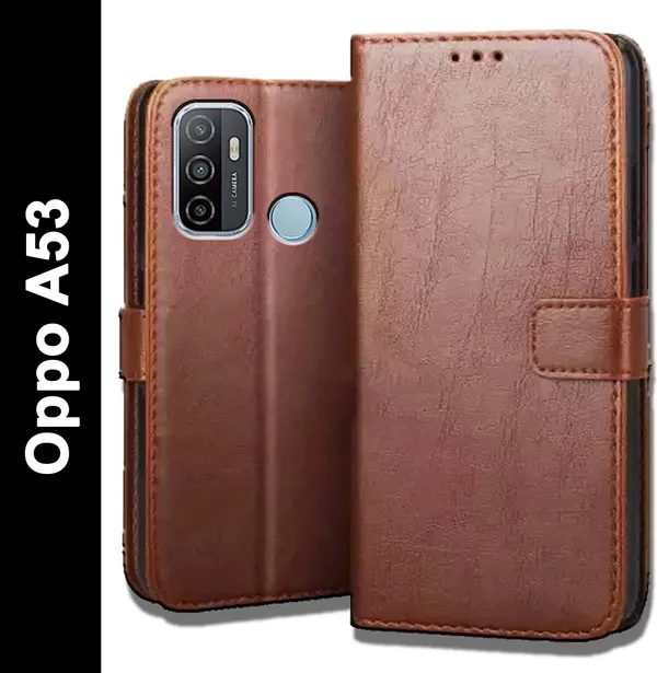 Brown_Leather_Oppo_A53_Flip_Cover