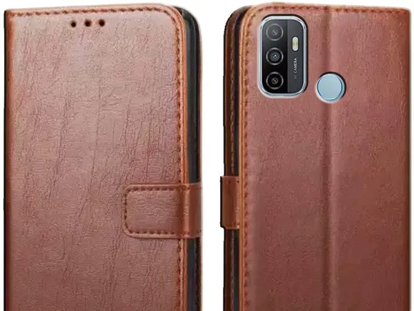 Brown_Leather_Oppo_A53_Flip_Cover