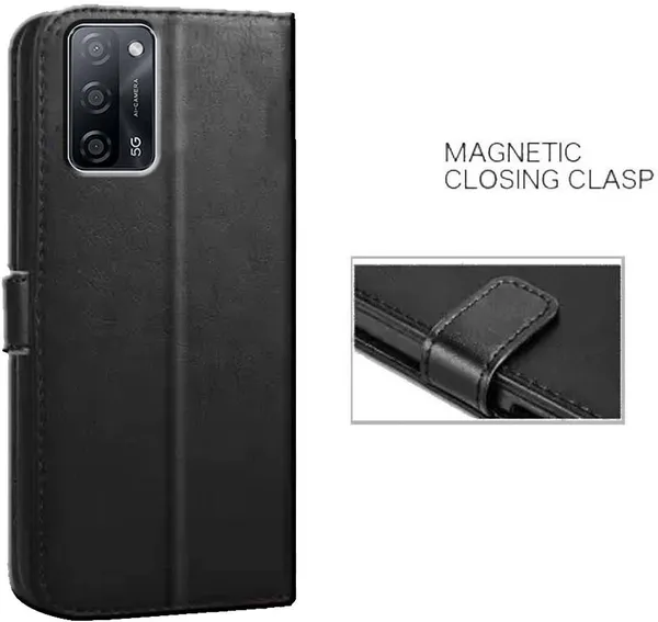 Black_Artificial_Leather_Oppo_A53s_5G_Flip_Cover