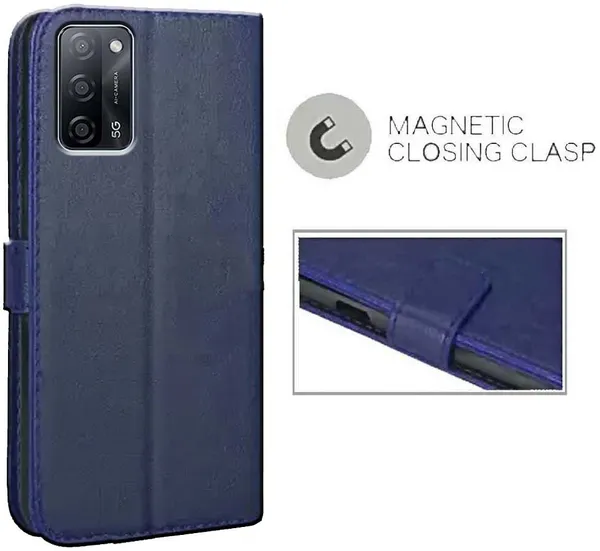 Blue_Artificial_Leather_Oppo_A53s_5G_Flip_Cover