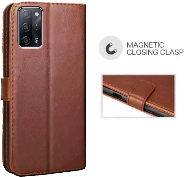 Brown_Artificial_Leather_Oppo_A53s_5G_Flip_Cover