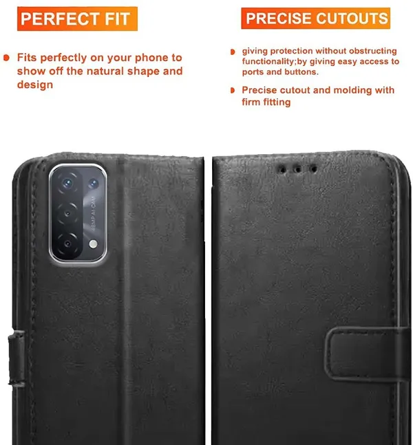 Black_Artificial_Leather_Oppo_A54_5G_Flip_Cover