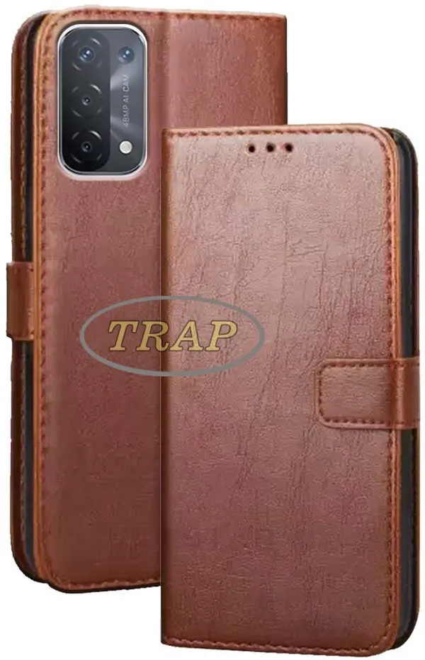 Brown_Artificial_Leather_Oppo_A54_5G_Flip_Cover
