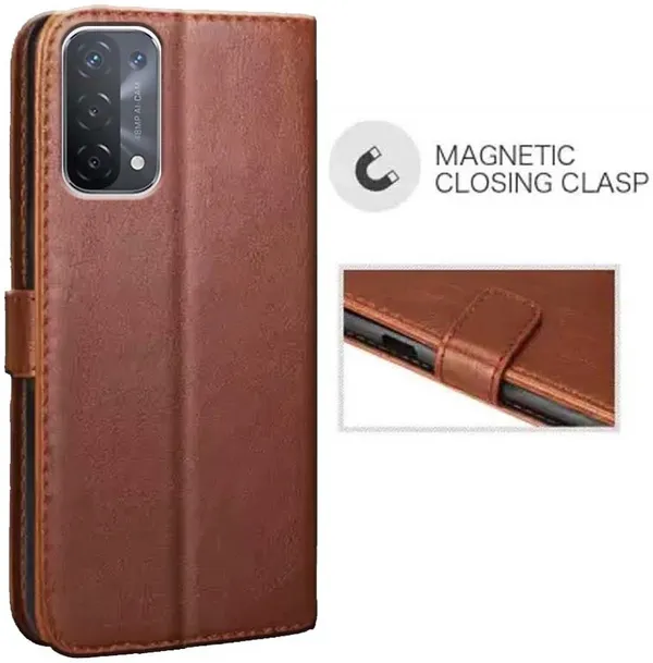 Brown_Artificial_Leather_Oppo_A54_5G_Flip_Cover