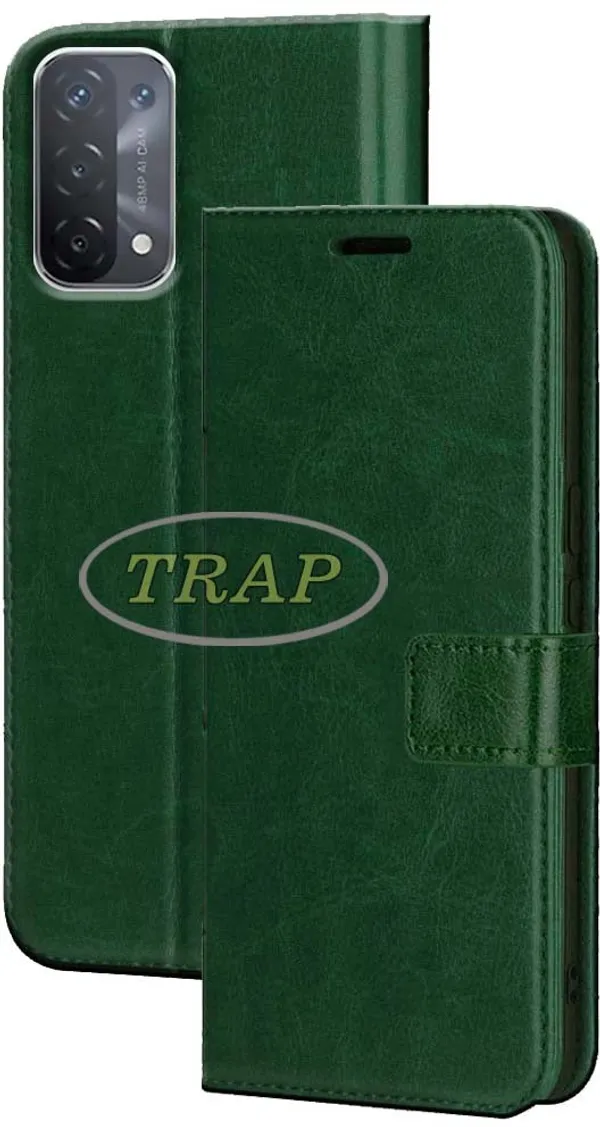 Green_Artificial_Leather_Oppo_A54_5G_Flip_Cover
