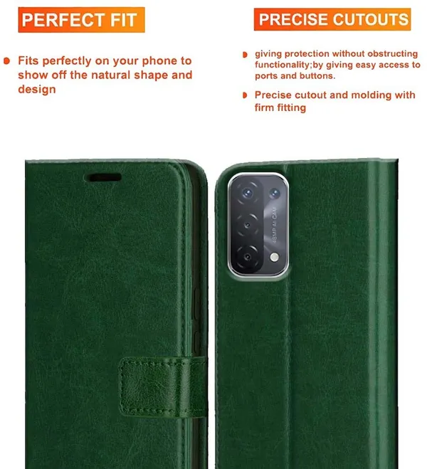 Green_Artificial_Leather_Oppo_A54_5G_Flip_Cover