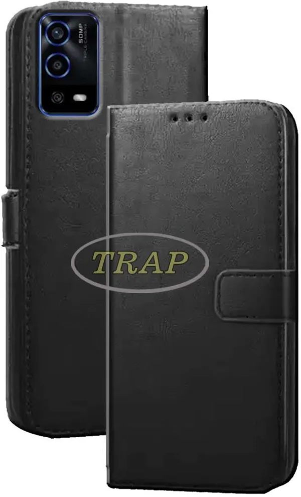 Black_Artificial_Leather_Oppo_A55_4G_Back_Cover