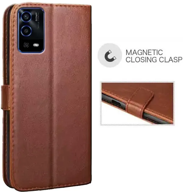 Brown_Artificial_Leather_Oppo_A55_4G_Back_Cover