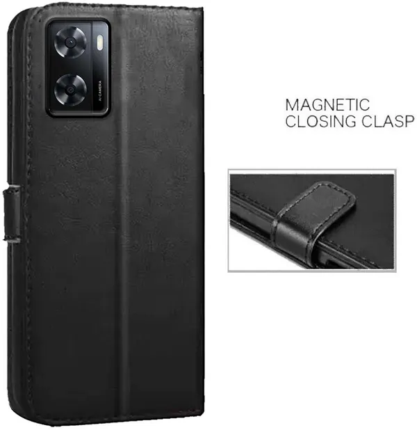 Black_Artificial_Leather_Oppo_A57_2022_Back_Cover