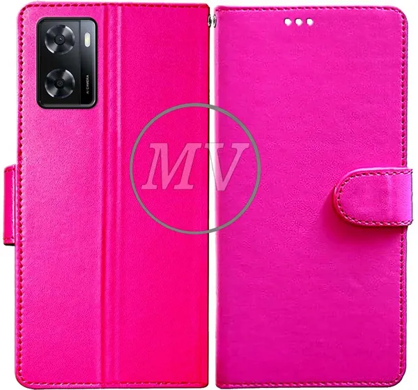 Pink_Artificial_Leather_Oppo_A57_5G_Back_Cover