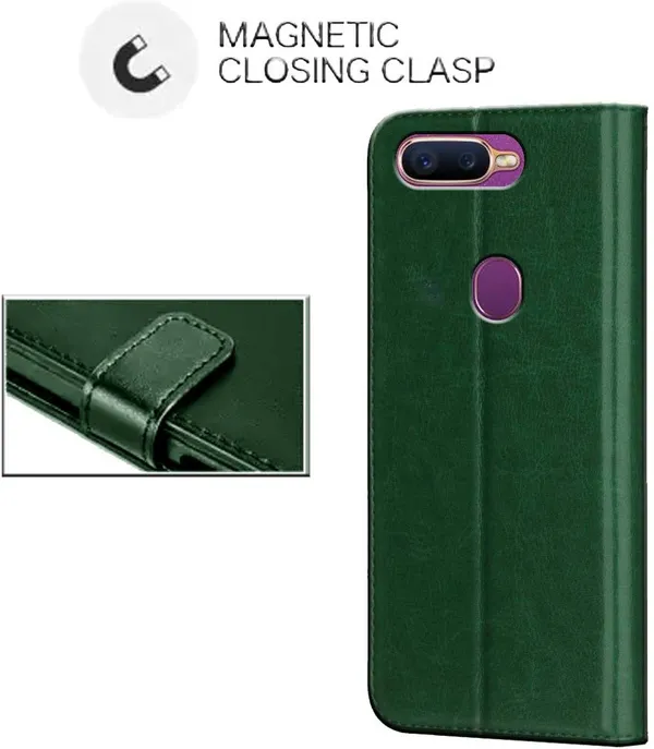 Green_Leather_Oppo_A5S_Flip_Cover
