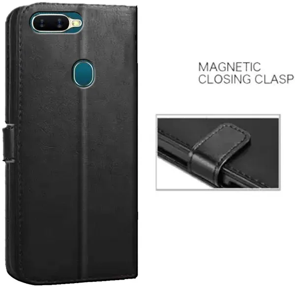 Black_Artificial_Leather_Oppo_A7_Flip_Cover