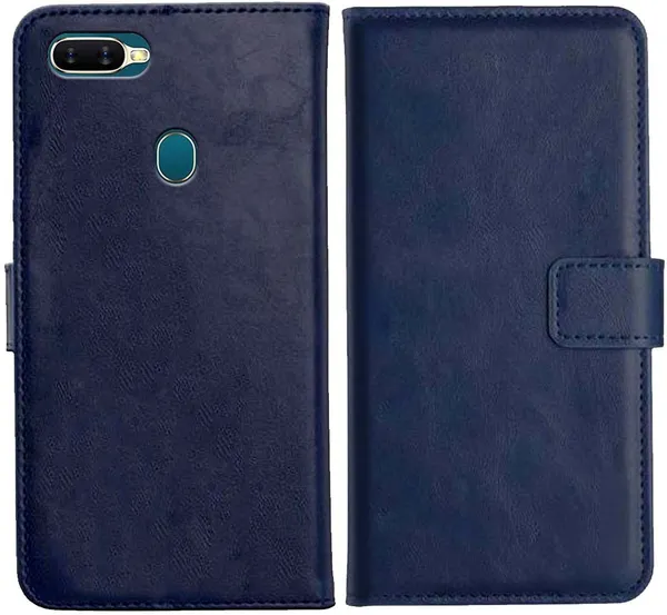 Blue_Leather_Oppo_A7_Flip_Cover