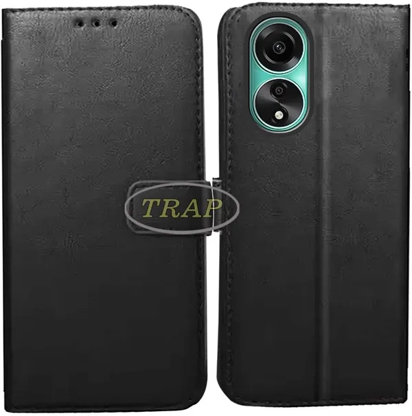 Black_Artificial_Leather_Oppo_A78_4G_Back_Cover