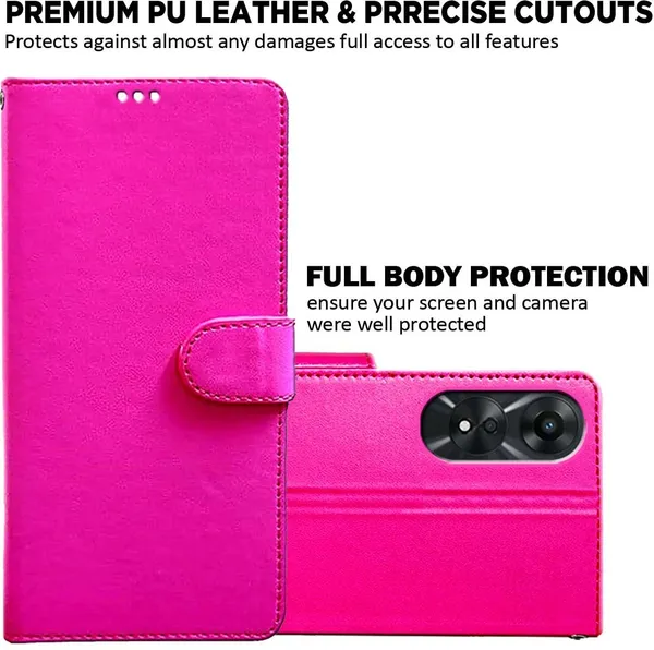 Pink_Artificial_Leather_Oppo_A78_5G_Back_Cover