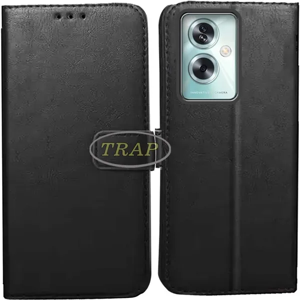 Black_Artificial_Leather_Oppo_A79_5G_Back_Cover