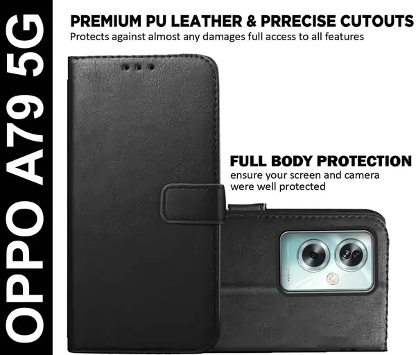 Black_Artificial_Leather_Oppo_A79_5G_Back_Cover