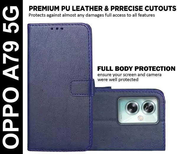 Blue_Artificial_Leather_Oppo_A79_5G_Back_Cover