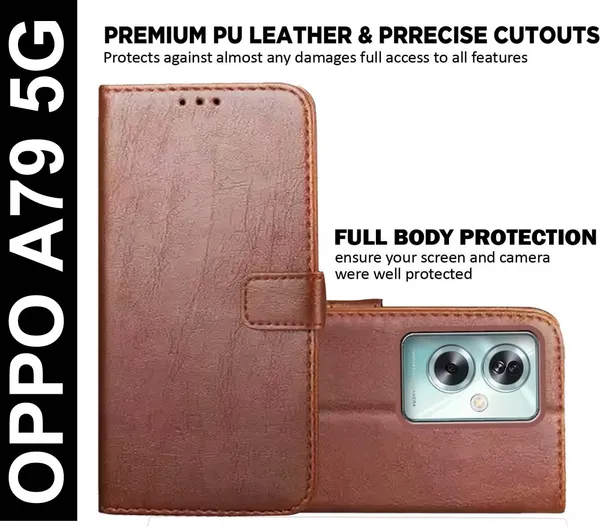 Brown_Artificial_Leather_Oppo_A79_5G_Back_Cover