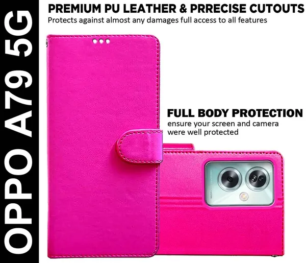 Pink_Artificial_Leather_Oppo_A79_5G_Back_Cover