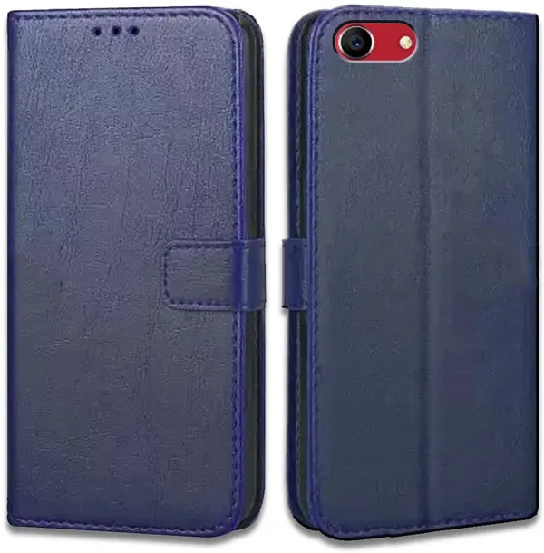 Blue_Artificial_Leather_Oppo_A83_Flip_Cover