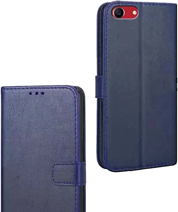 Blue_Artificial_Leather_Oppo_A83_Flip_Cover