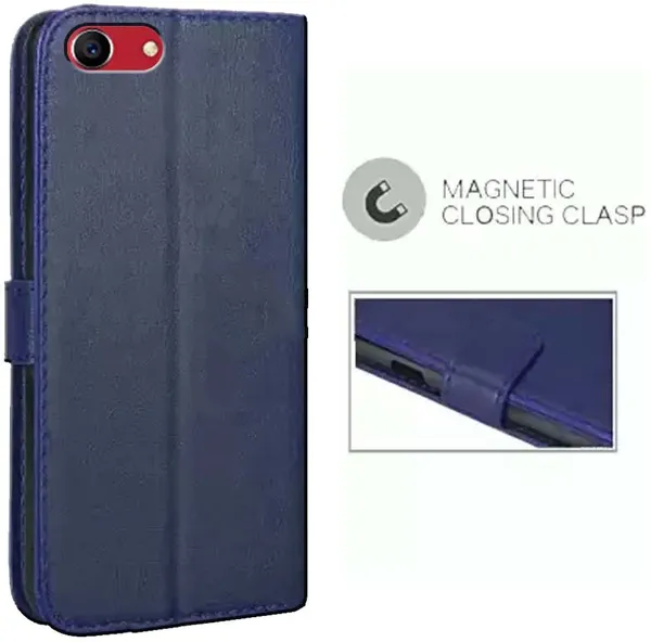 Blue_Artificial_Leather_Oppo_A83_Flip_Cover