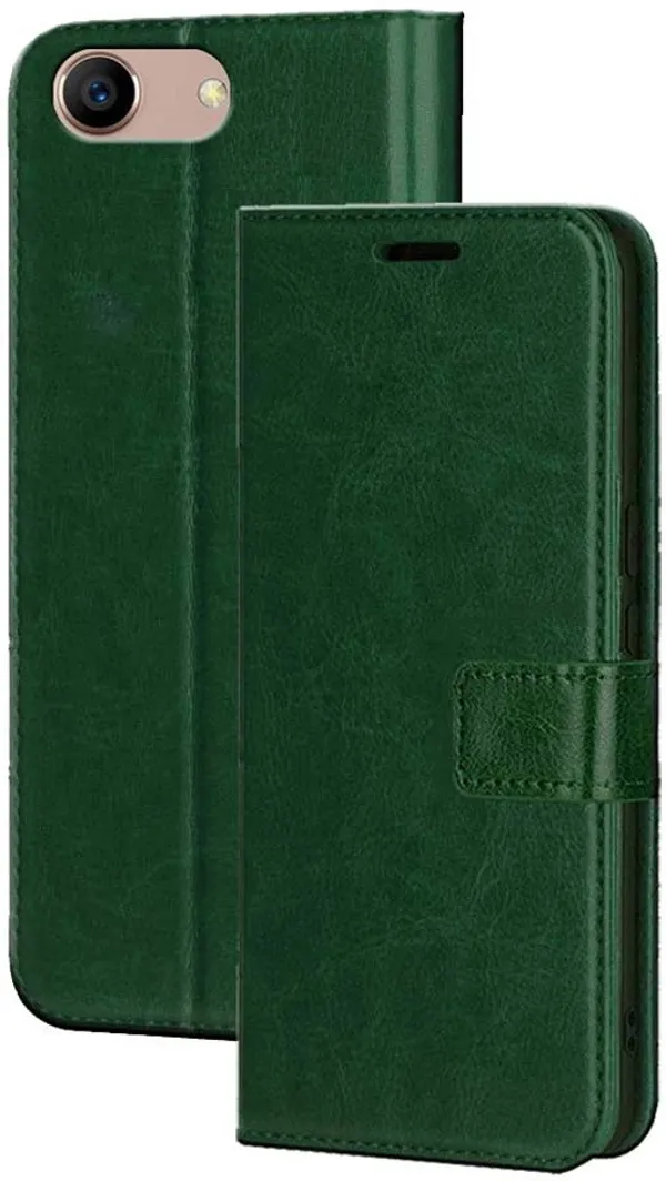 Green_Artificial_Leather_Oppo_A83_Flip_Cover